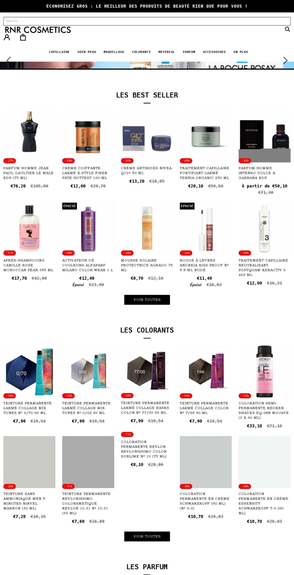 rnrcosmetics.com shopify website screenshot