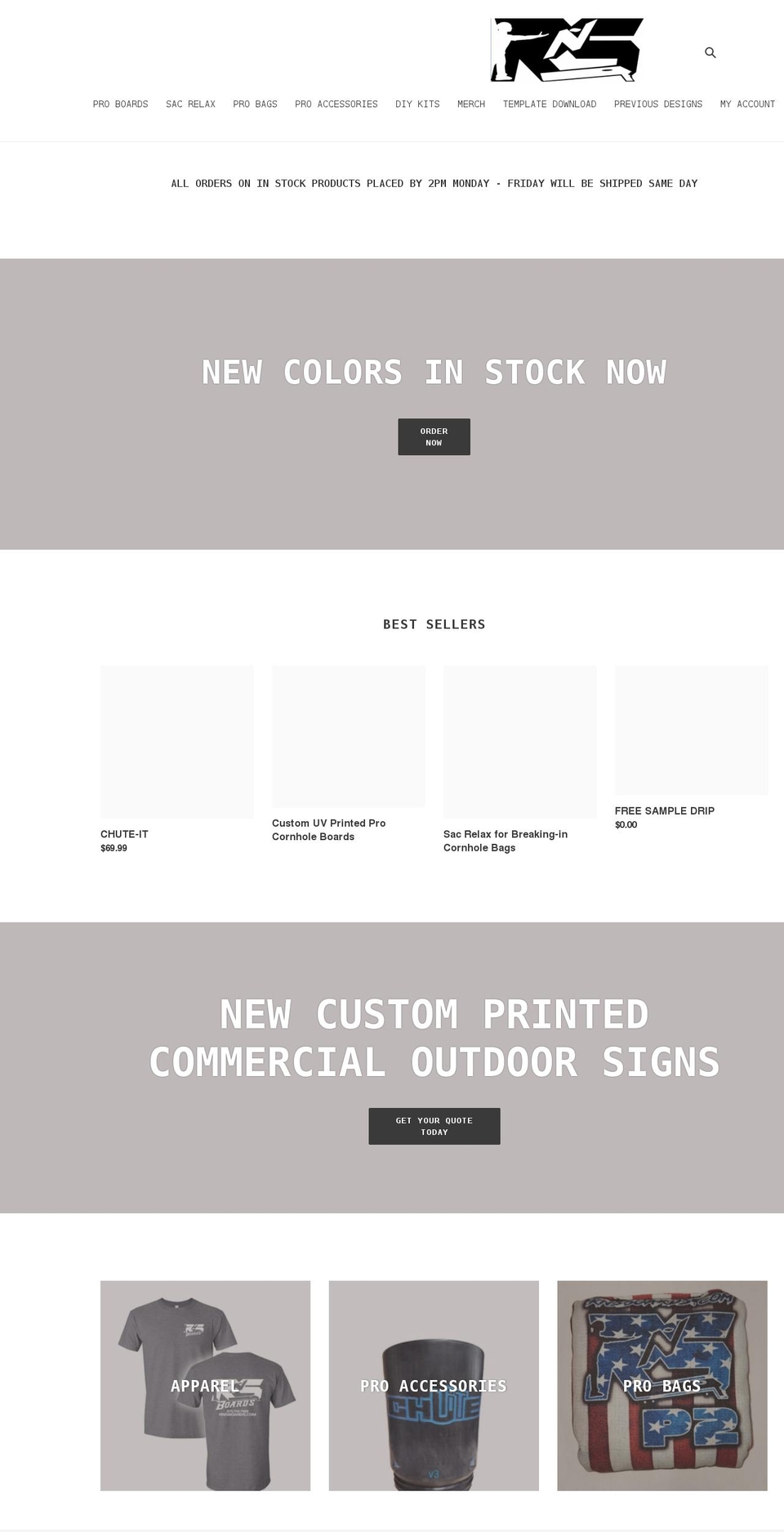 rnsboards.com shopify website screenshot
