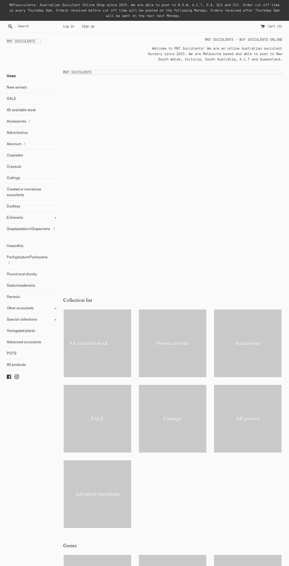 rntsucculents.com — Shopify storefront screenshot