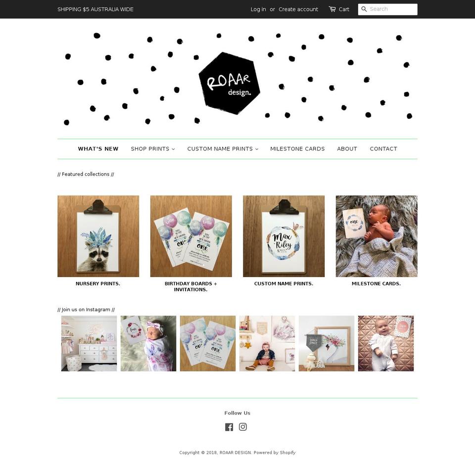 roaardesign.com — Shopify storefront screenshot