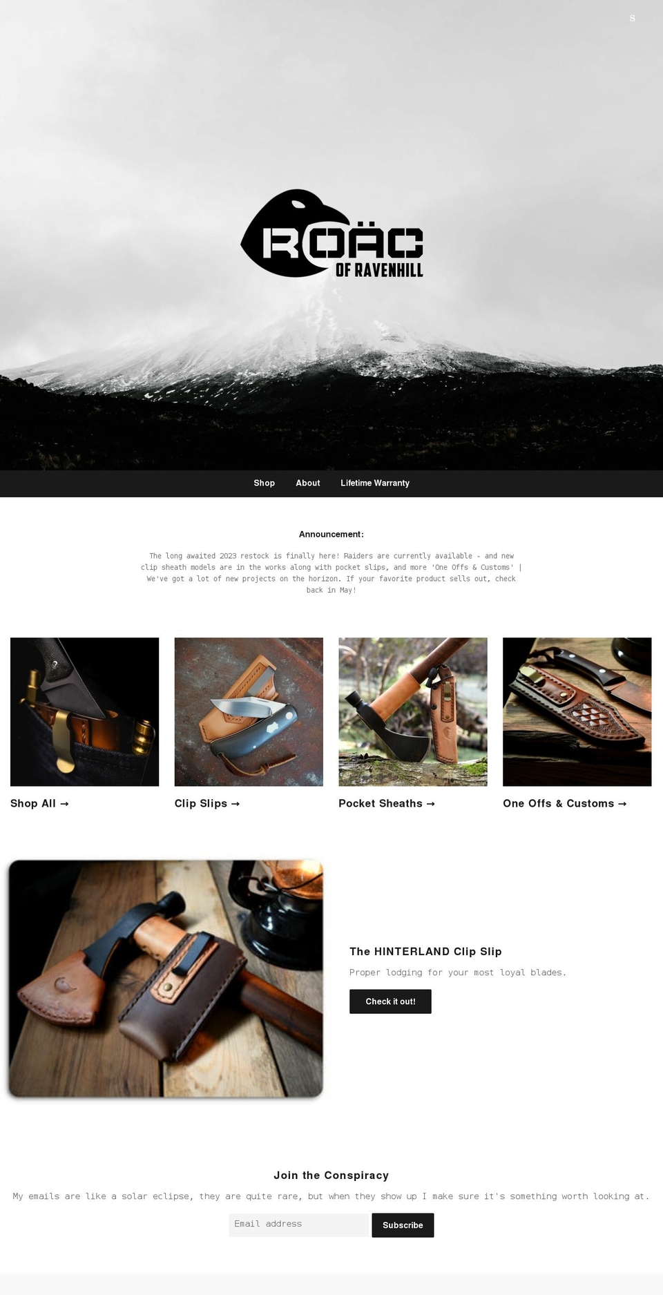 roacgear.com shopify website screenshot