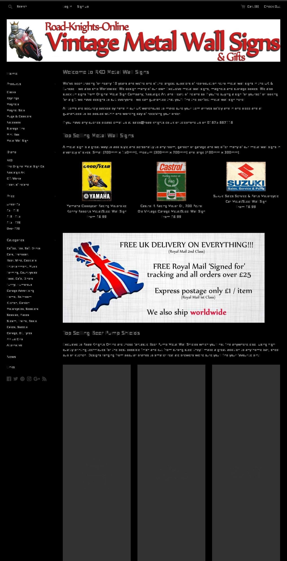 road-knights.com — Shopify storefront screenshot