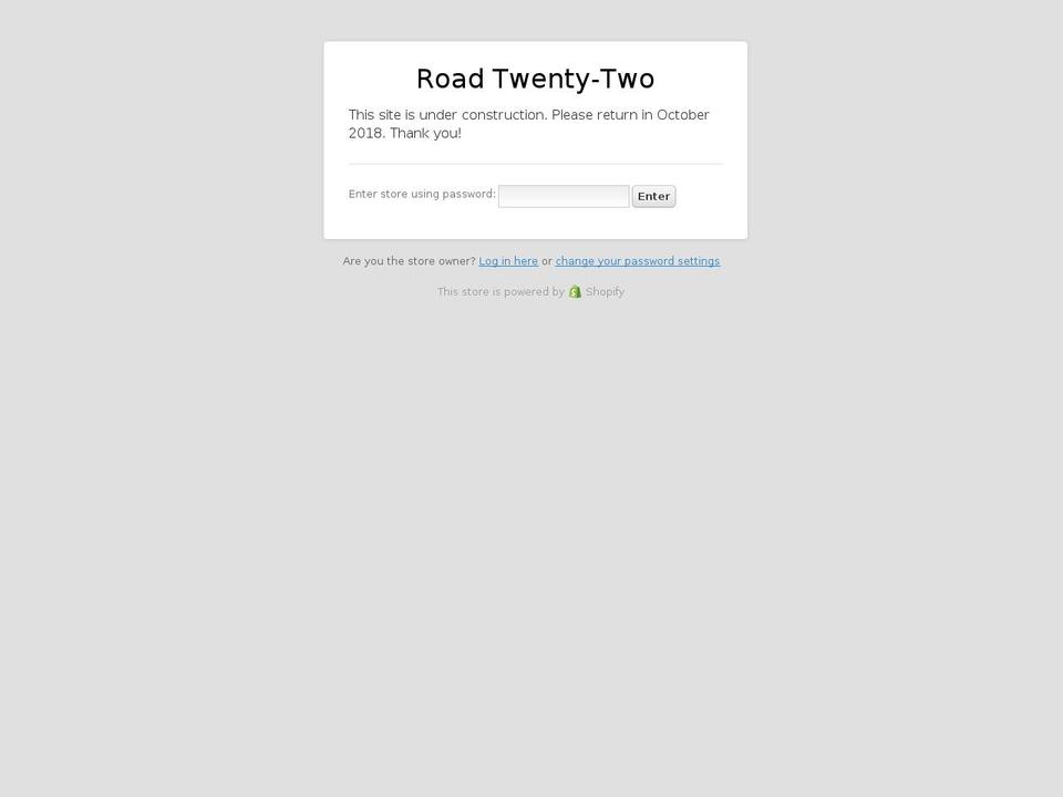 road22.info shopify website screenshot