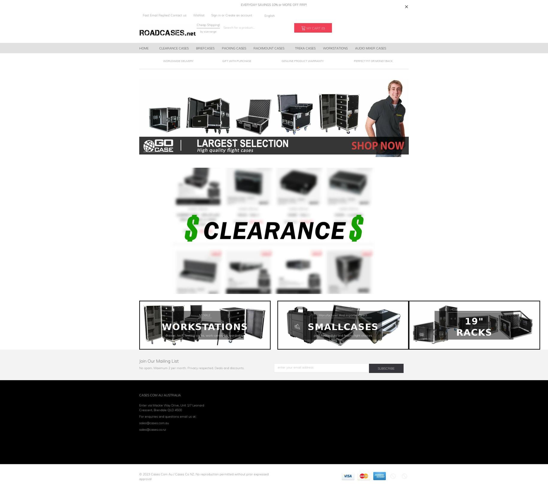 roadcases.net shopify website screenshot