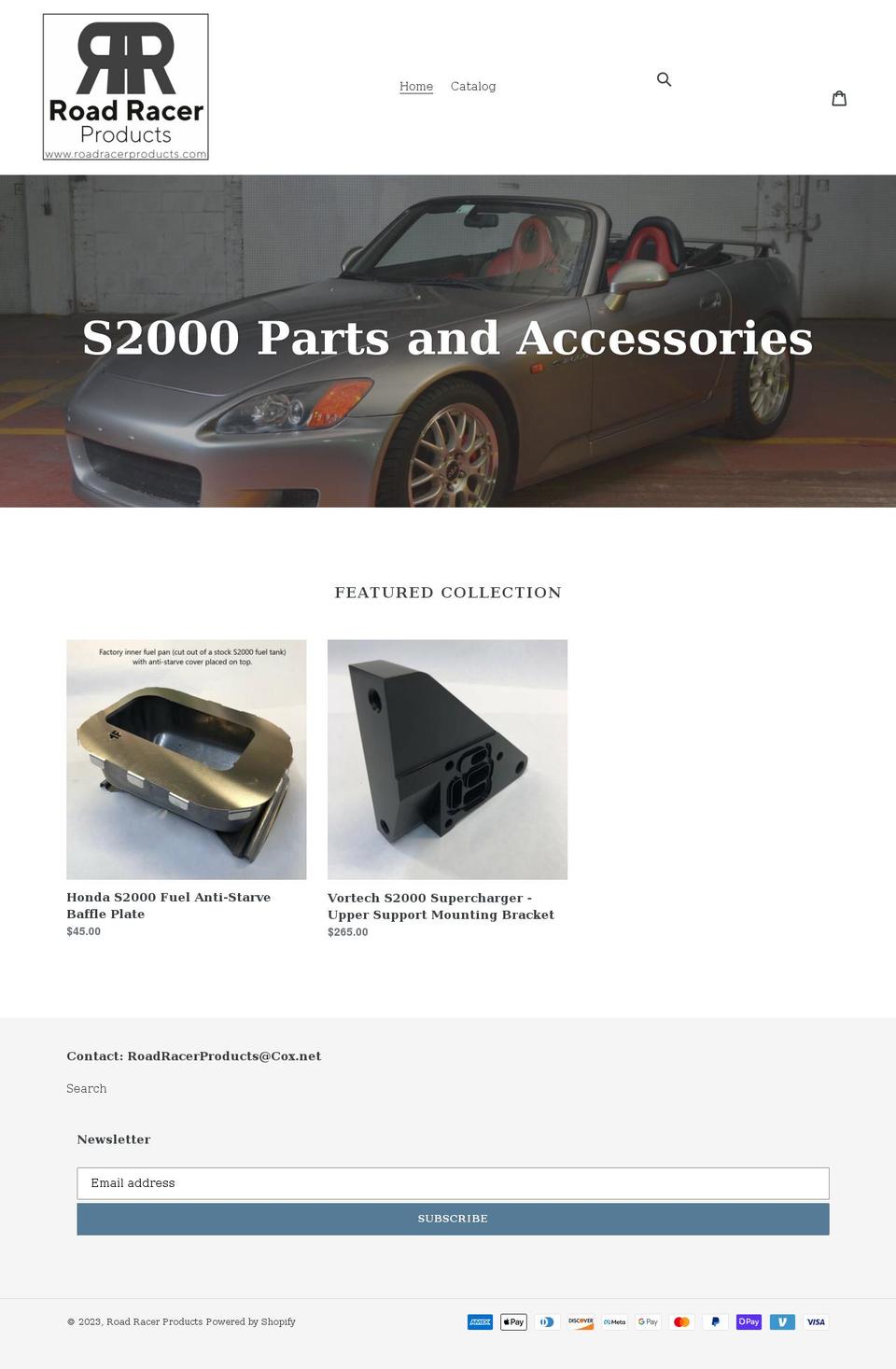 roadracerproducts.com shopify website screenshot