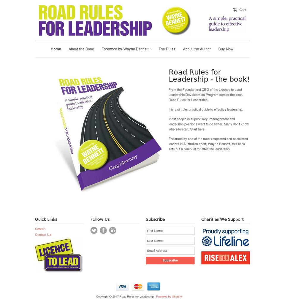roadrulesforleadership.com shopify website screenshot