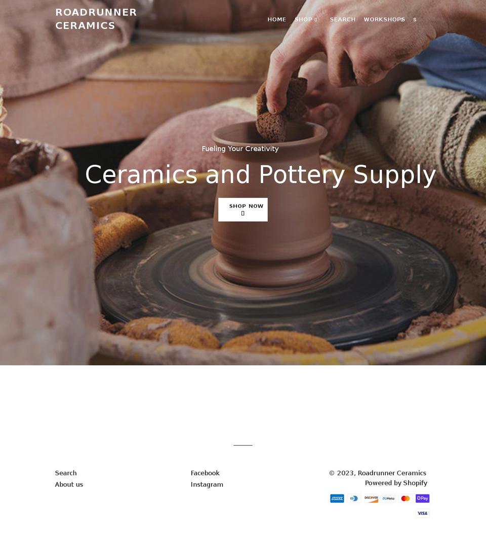 roadrunnerceramics-2.myshopify.com shopify website screenshot