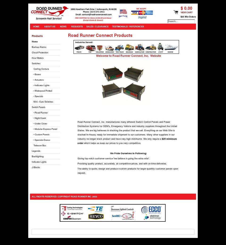 roadrunnerconnect.com shopify website screenshot