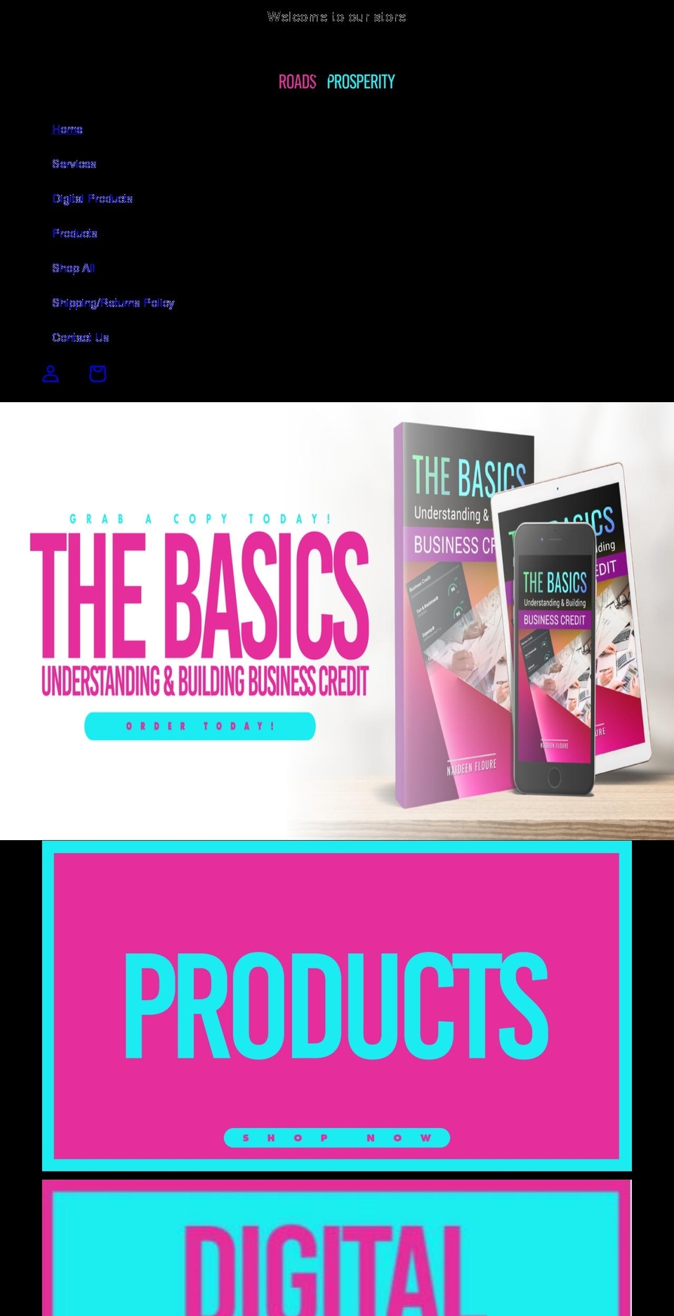 roads2prosperity.com shopify website screenshot