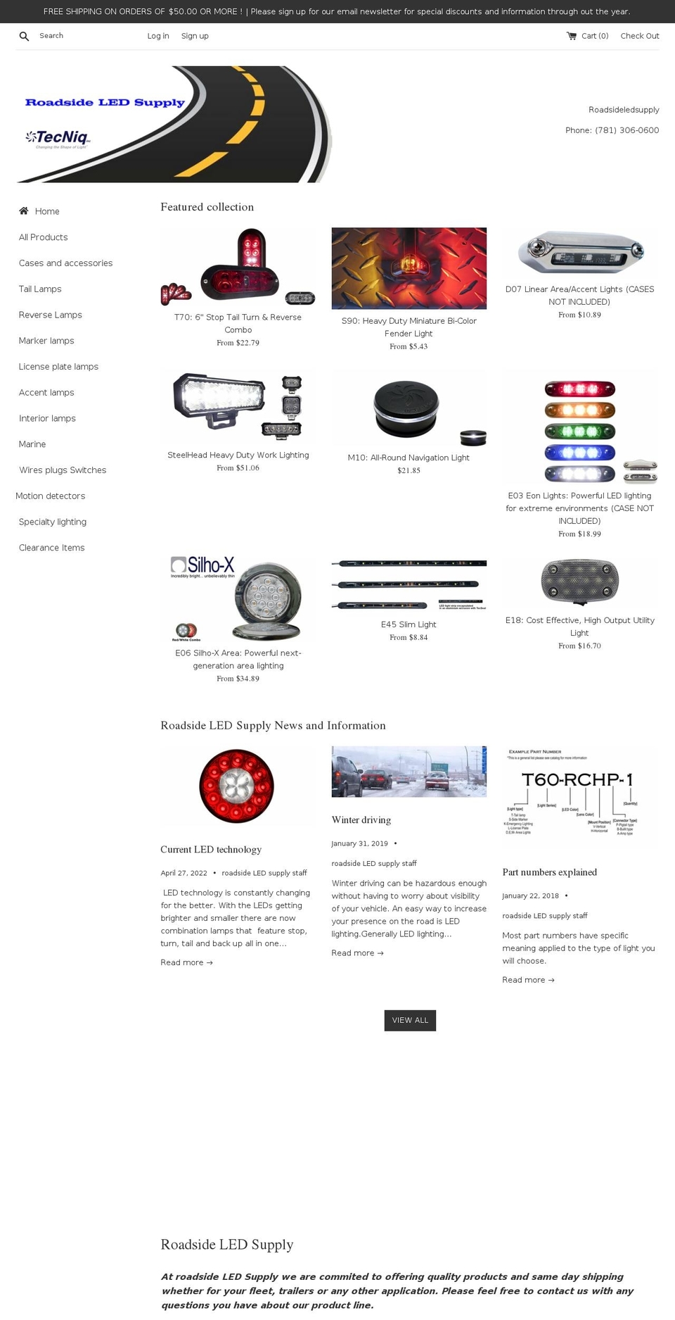 roadsideledsupply.com shopify website screenshot