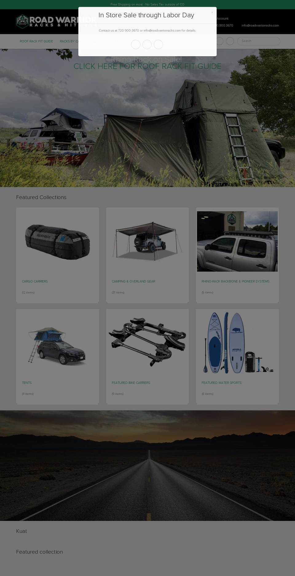 roadwarriorracks.com shopify website screenshot