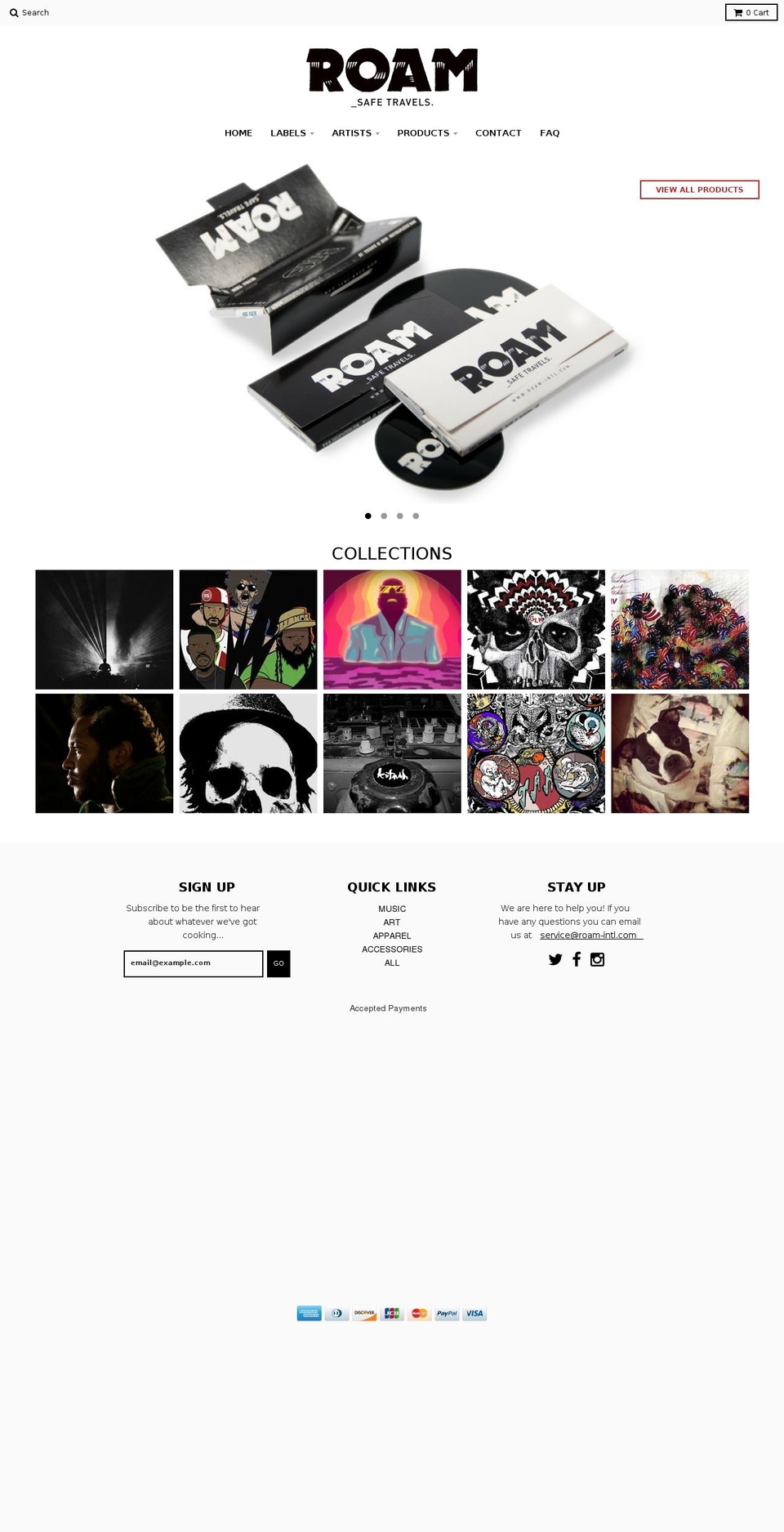 roam-intl.com shopify website screenshot