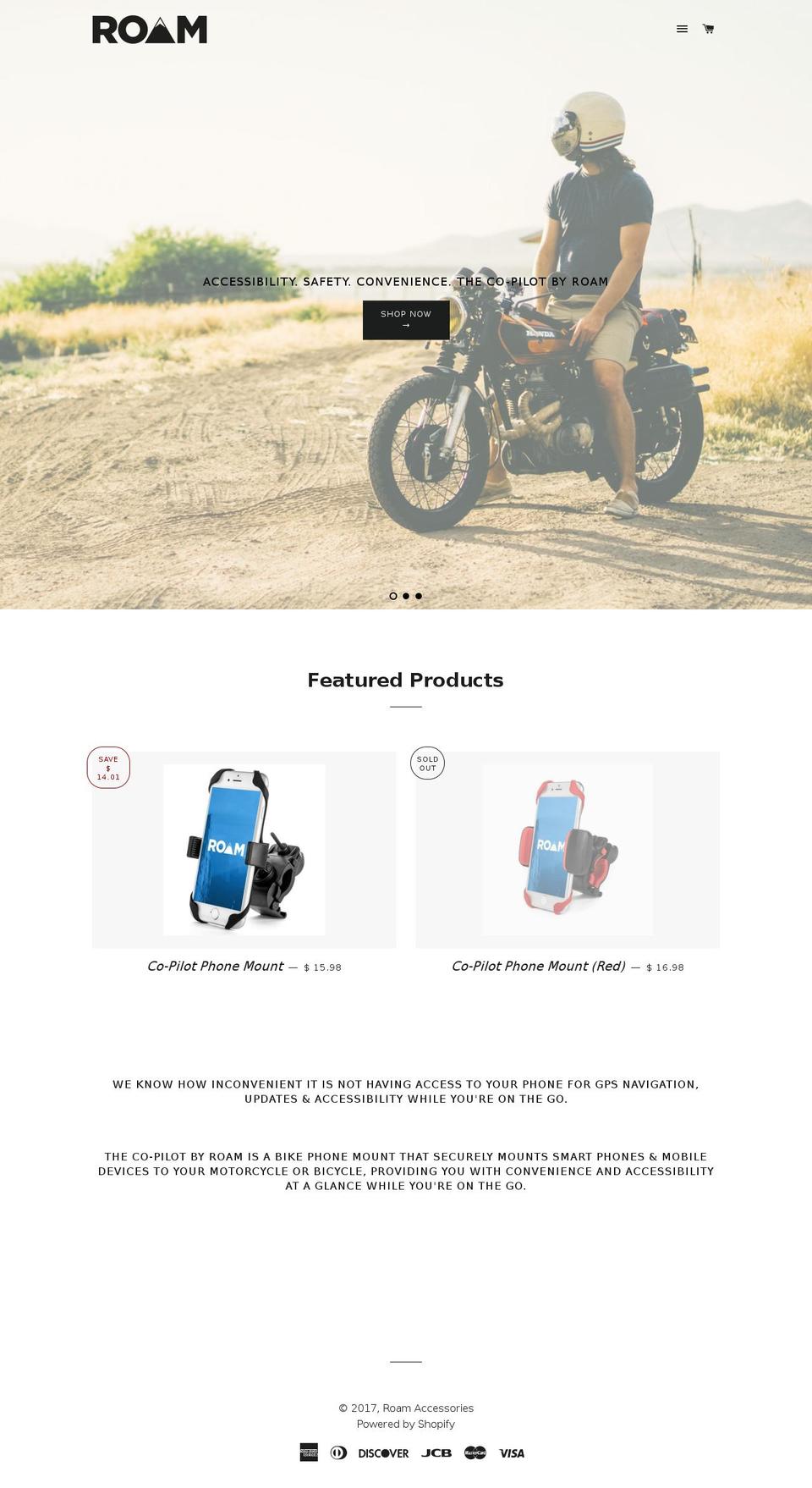 roamaccessories.com shopify website screenshot