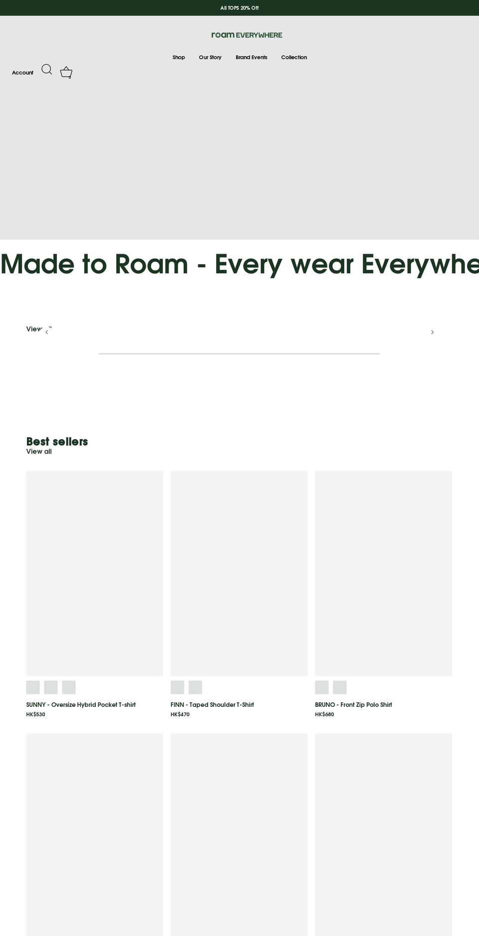 roamcollection.com shopify website screenshot