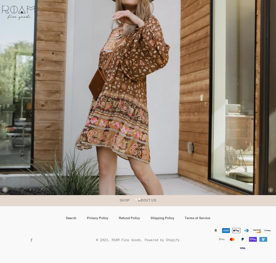 roamfinegoods.com shopify website screenshot