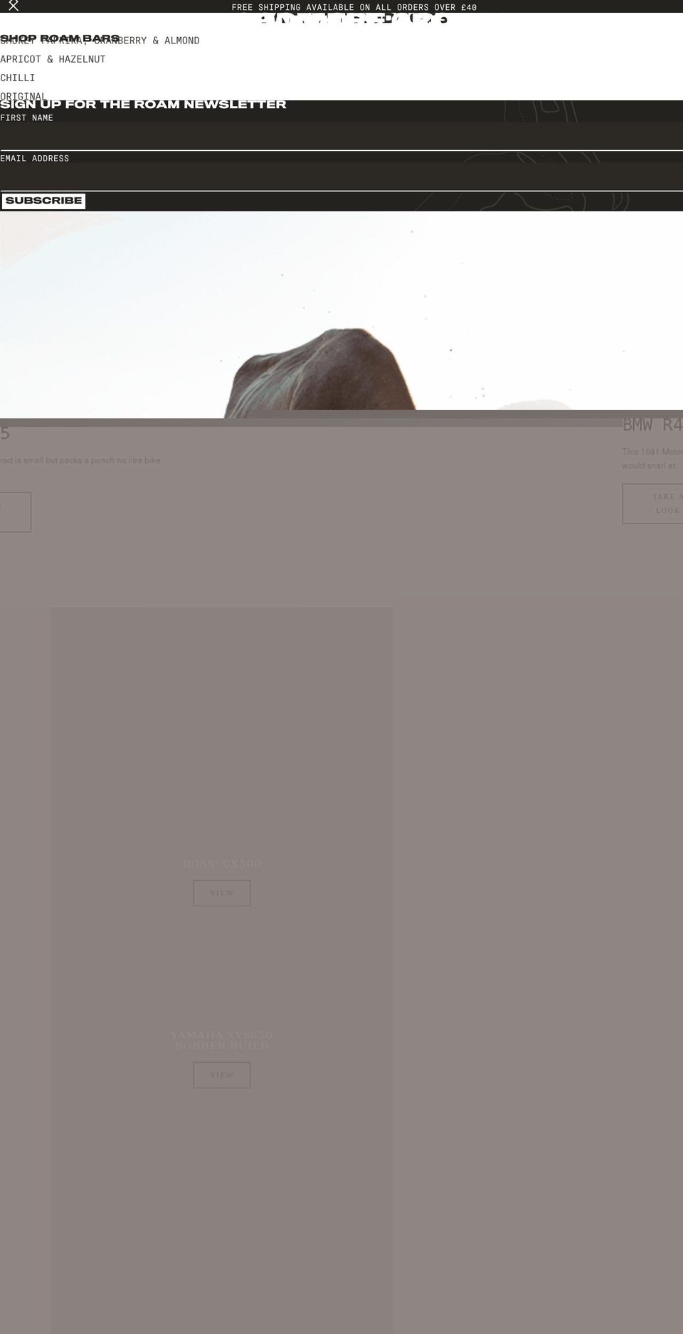 roamfood.com shopify website screenshot