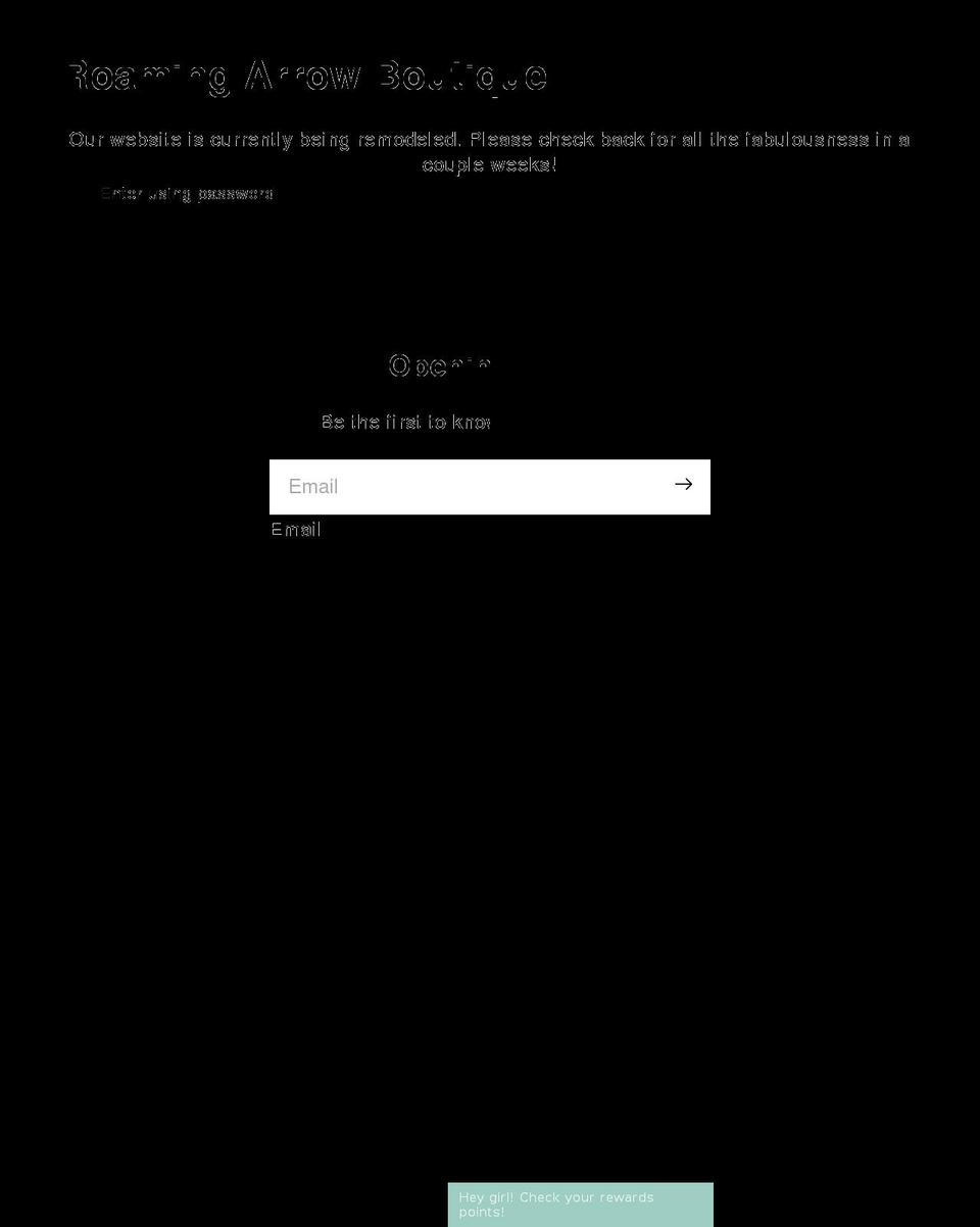 roamingarrowboutique.com shopify website screenshot