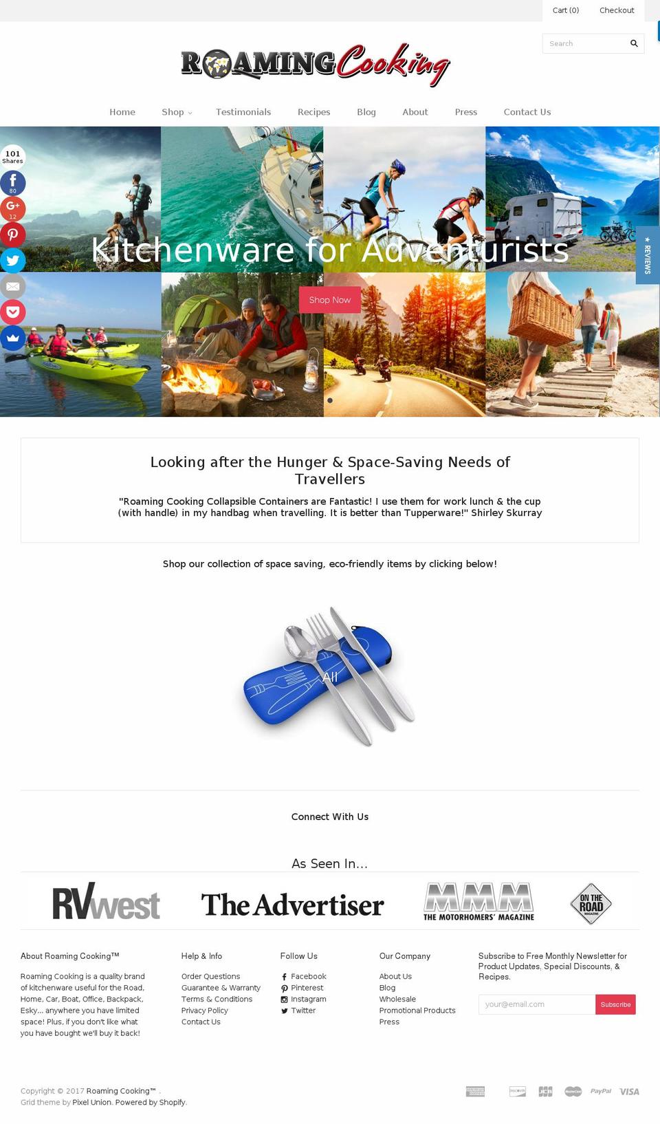 roamingcooking.com shopify website screenshot