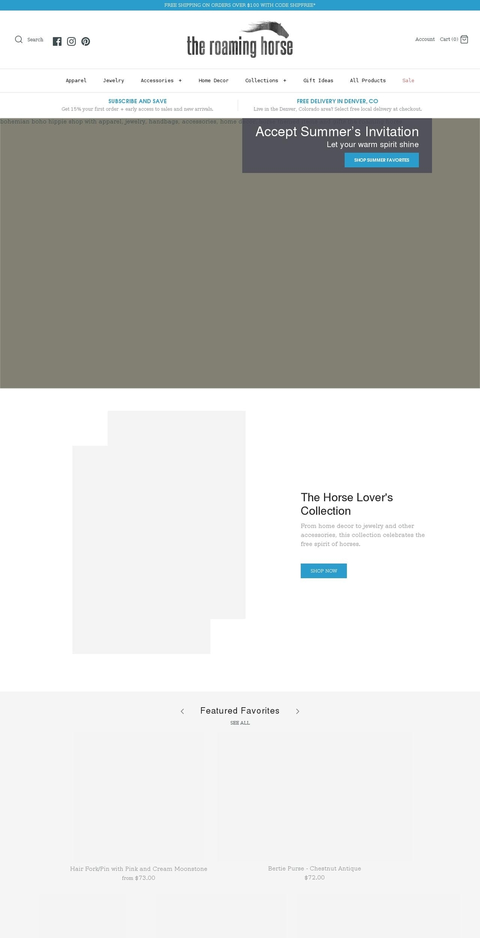 roaminghorse.com — Shopify storefront screenshot