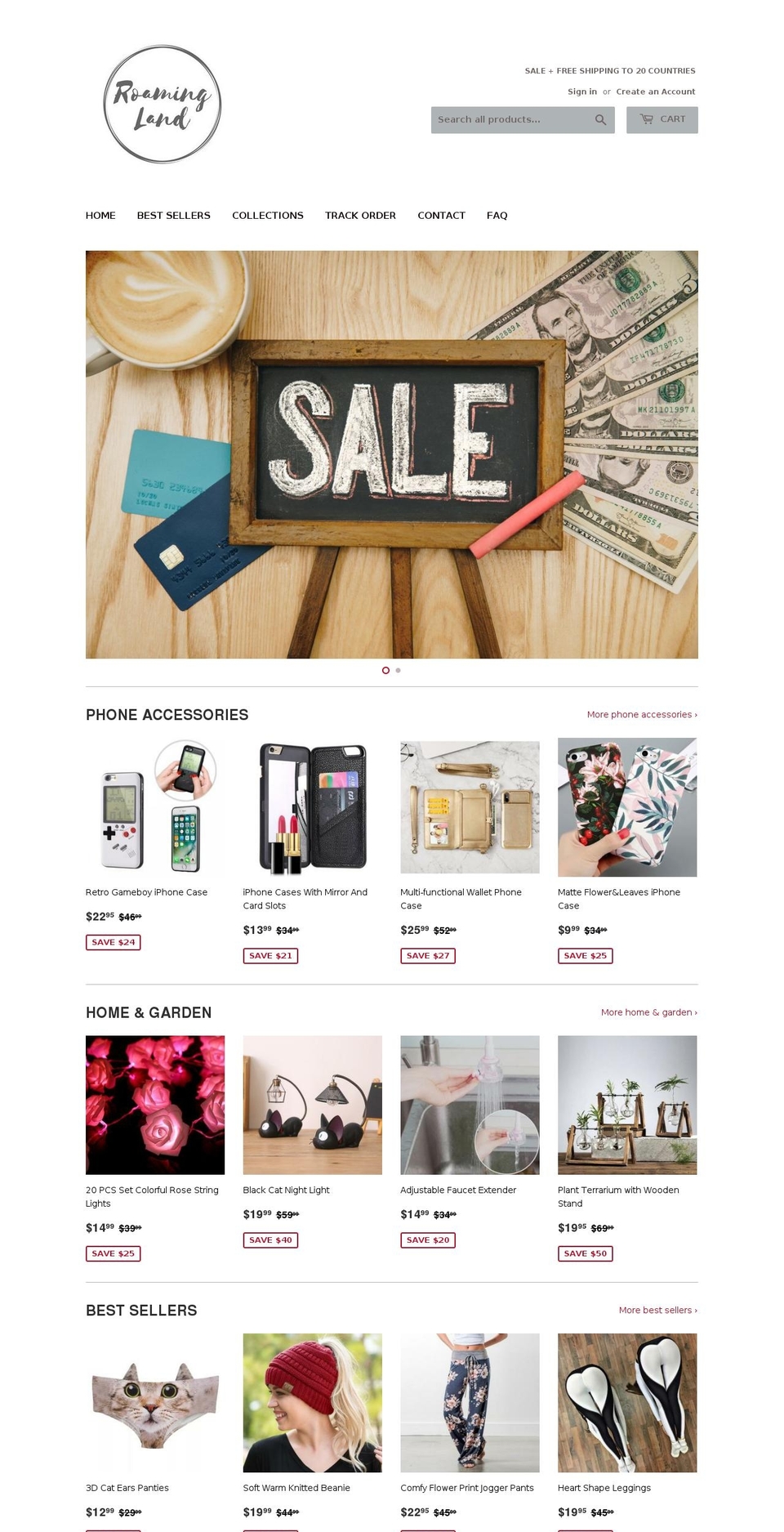 roamingland.com — Shopify storefront screenshot