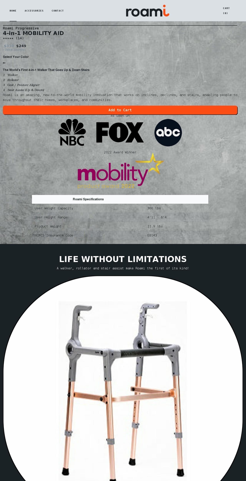 roamiwalkers.com shopify website screenshot
