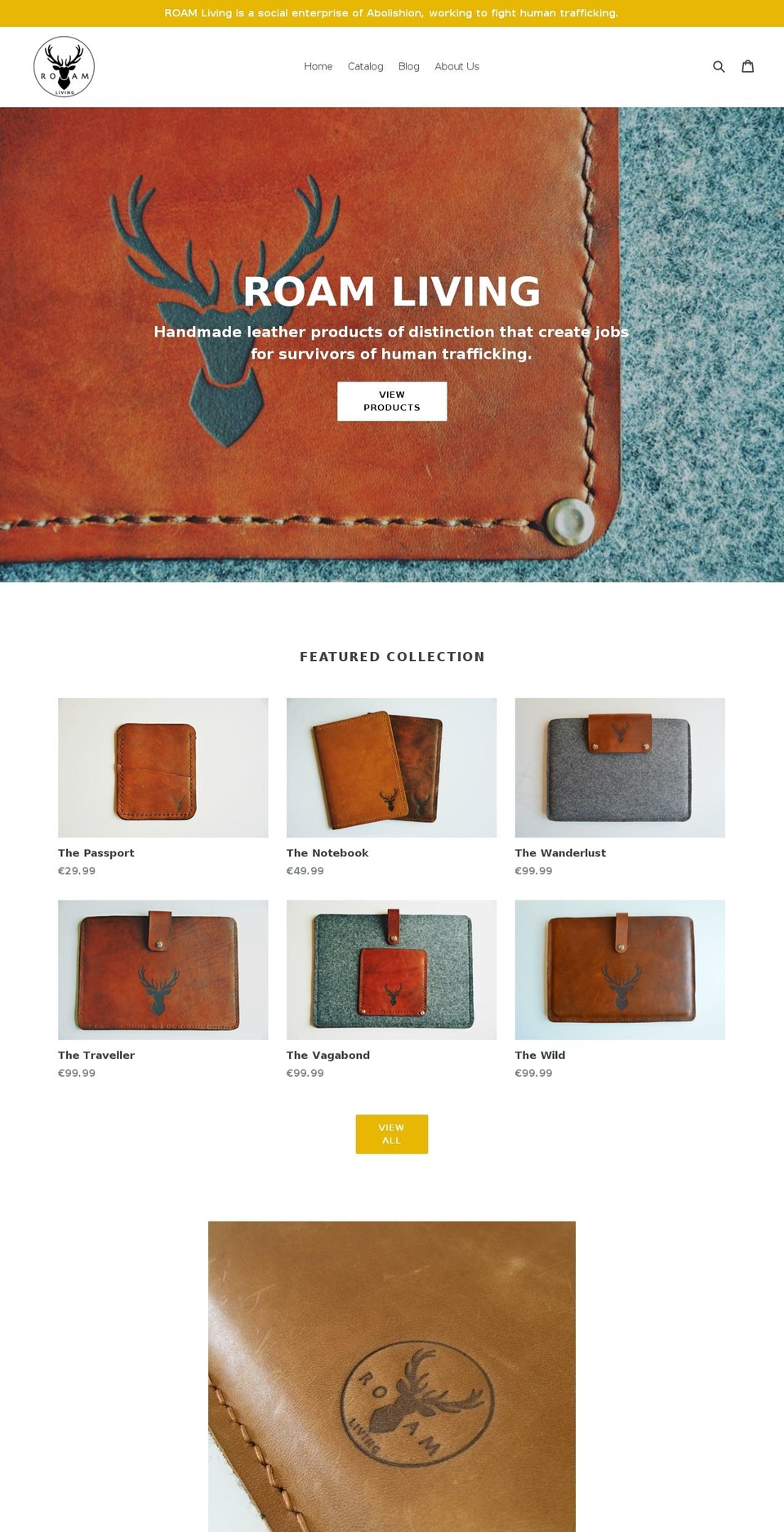 roamliving.org shopify website screenshot