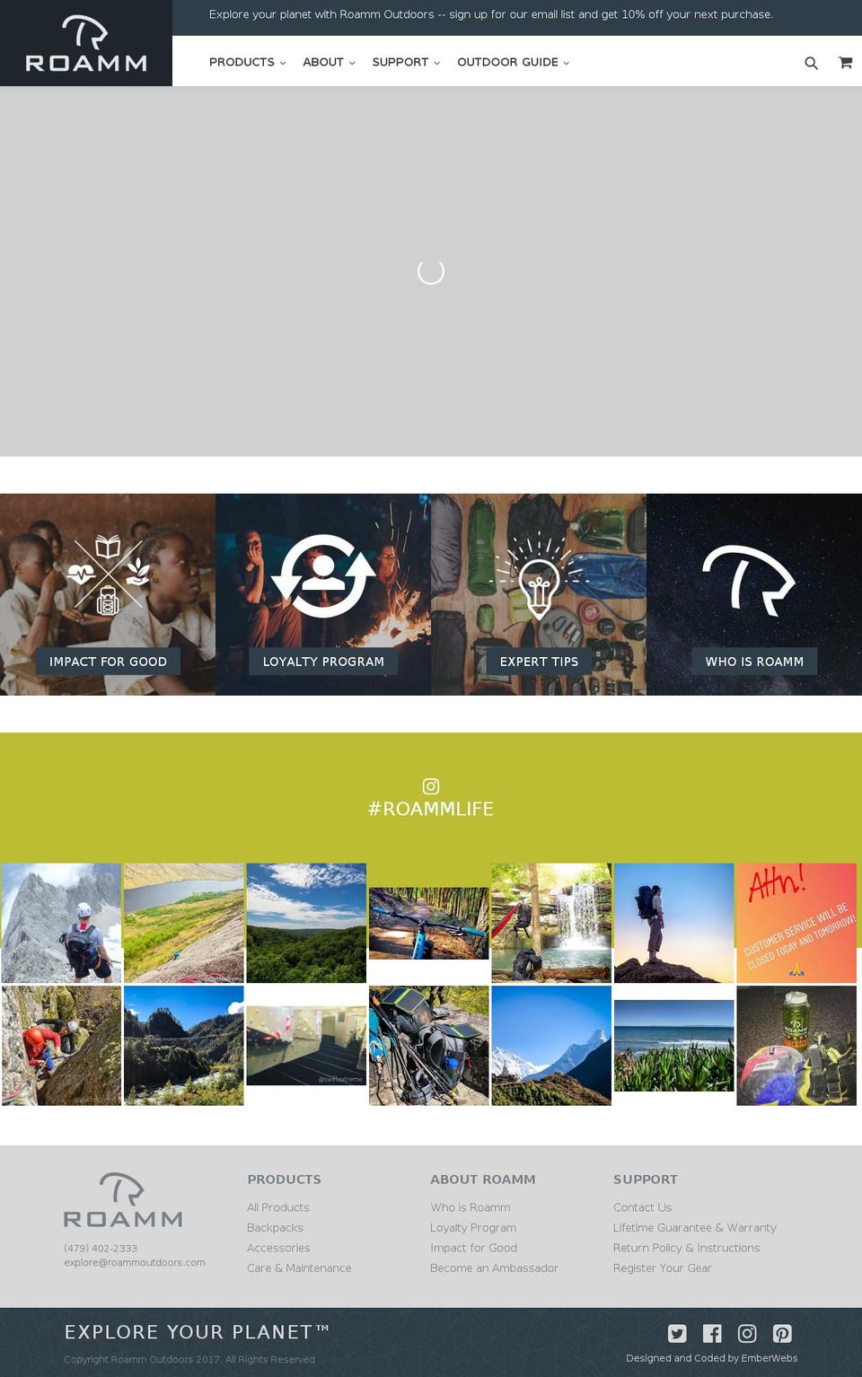 Roam Shopify theme site example roammoutdoors.com