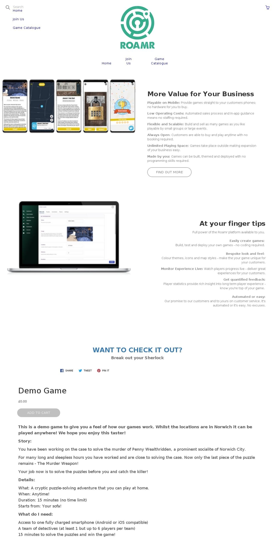 roamr.co.uk shopify website screenshot