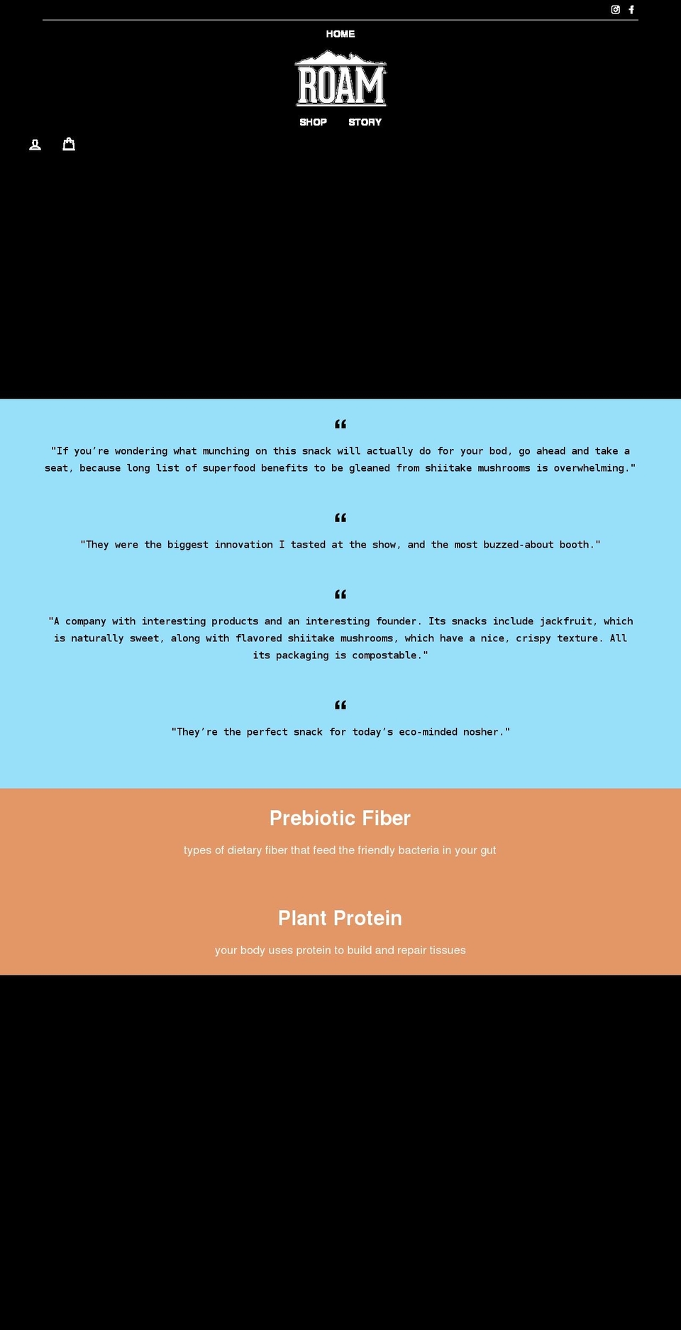 roamsnacks.com shopify website screenshot