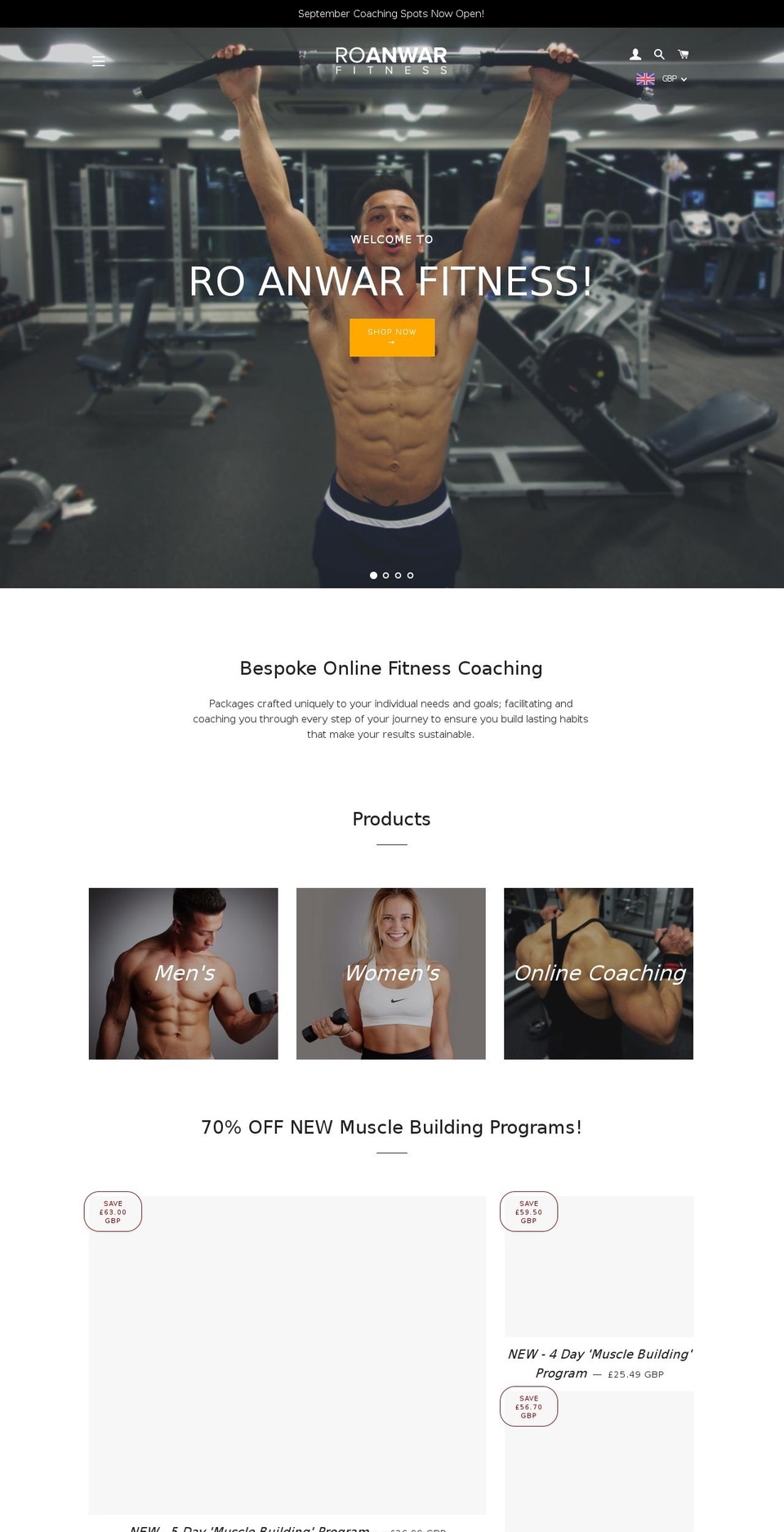 roanwarfitness.com — Shopify storefront screenshot