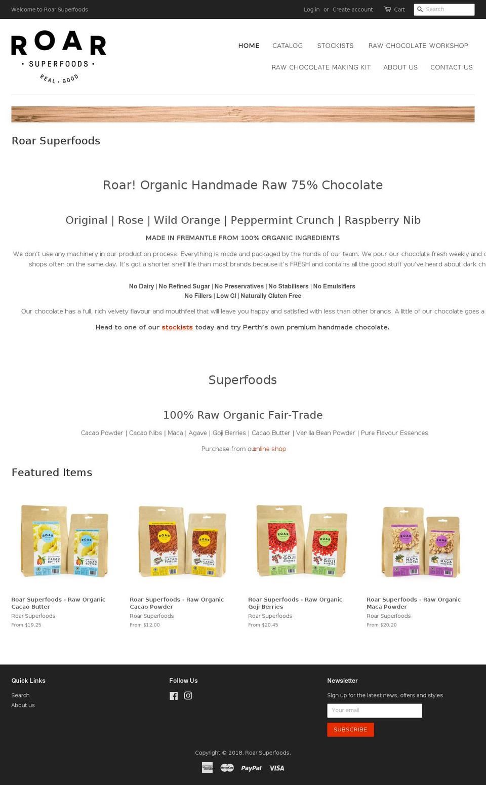 roarchocolate.com — Shopify storefront screenshot