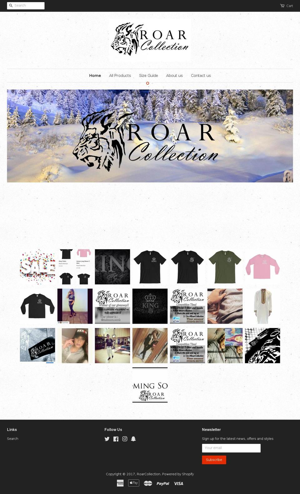 roarcollection.com shopify website screenshot