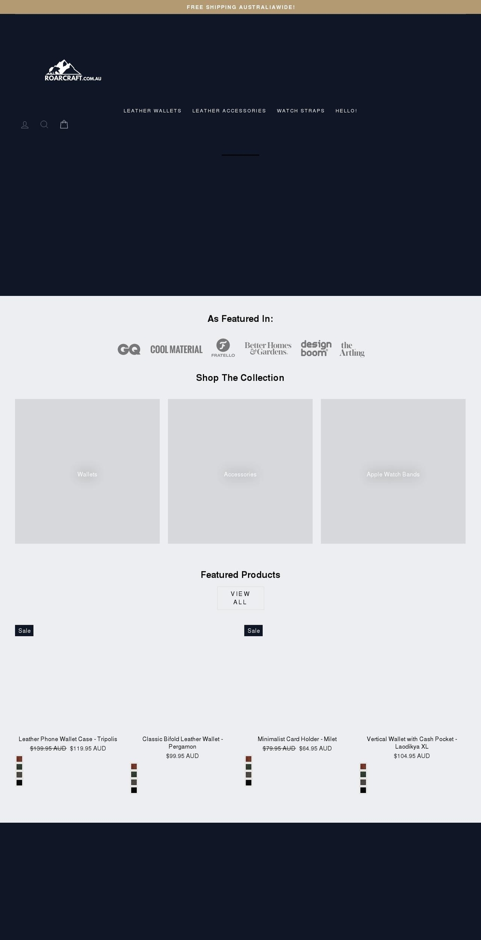 roarcraft.com.au shopify website screenshot