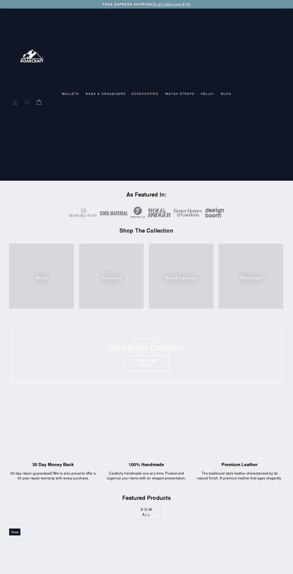 roarcraft.com shopify website screenshot