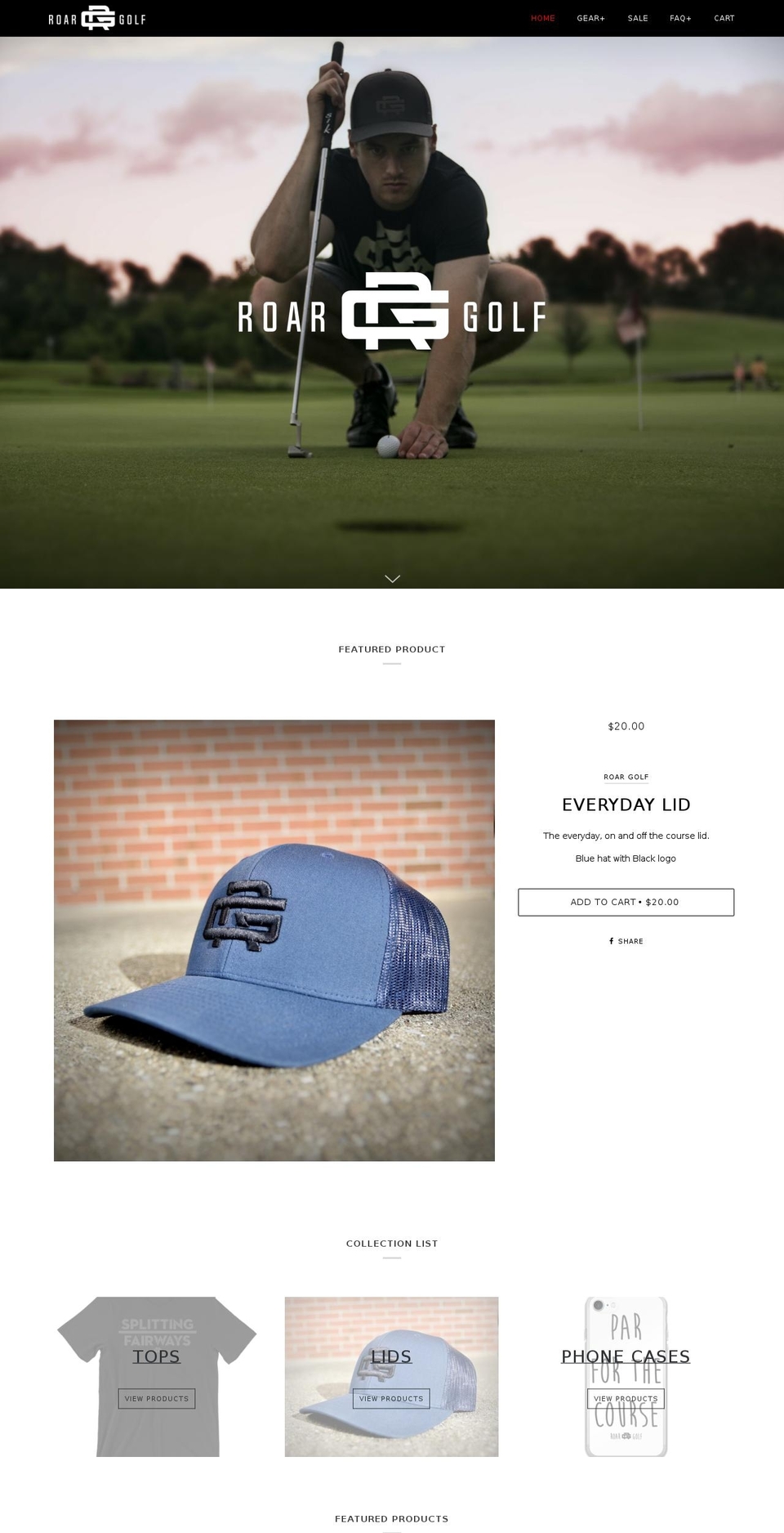 roargolf.com — Shopify storefront screenshot