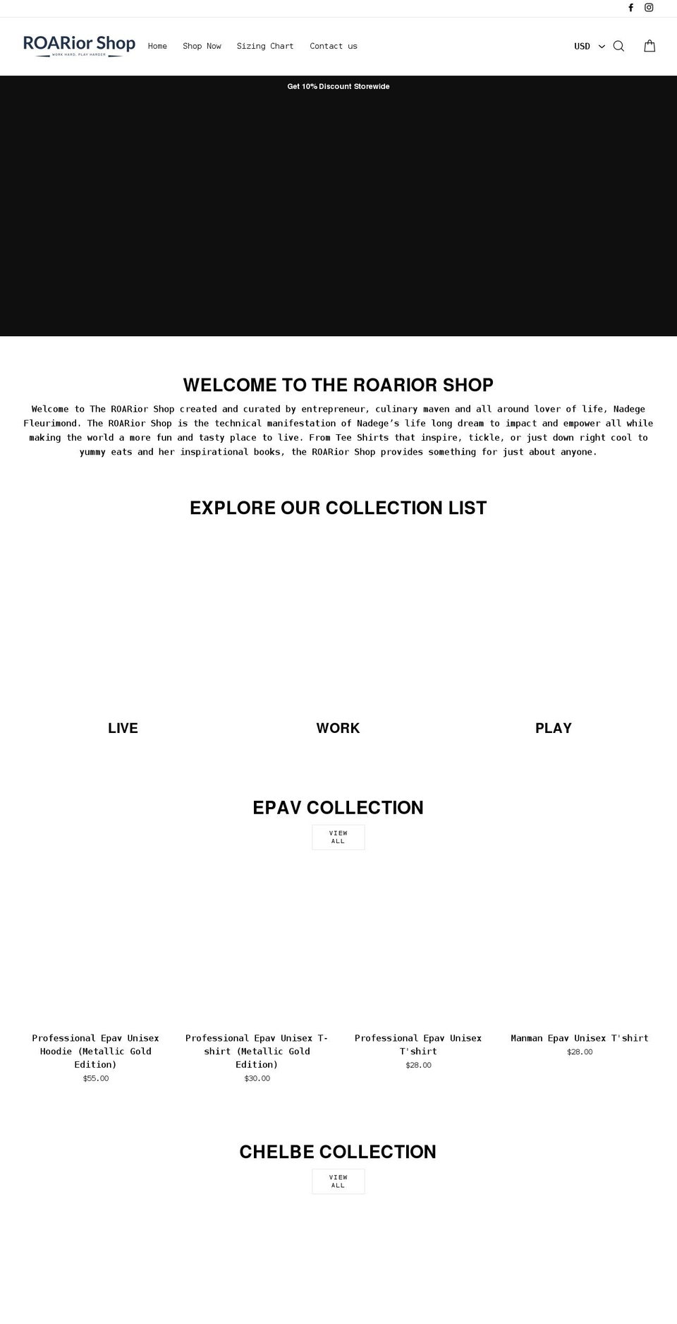 roariorshop.com shopify website screenshot