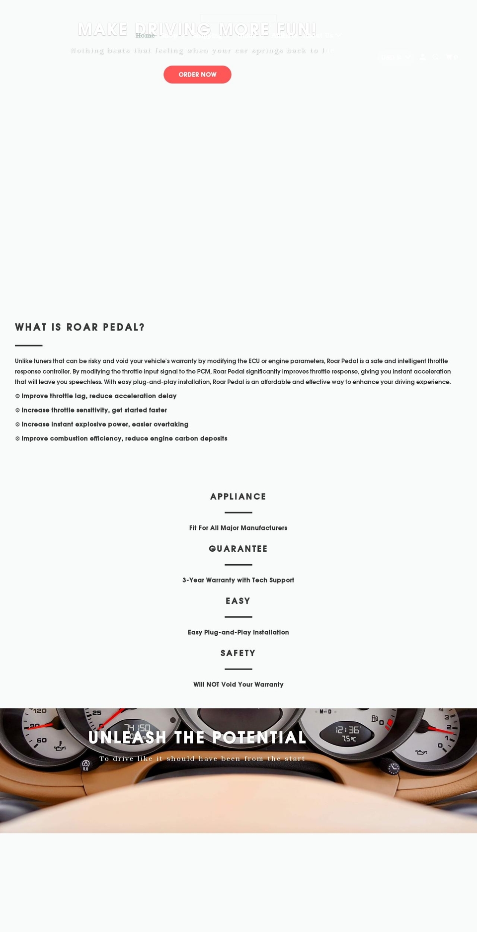 roarpedal.com shopify website screenshot