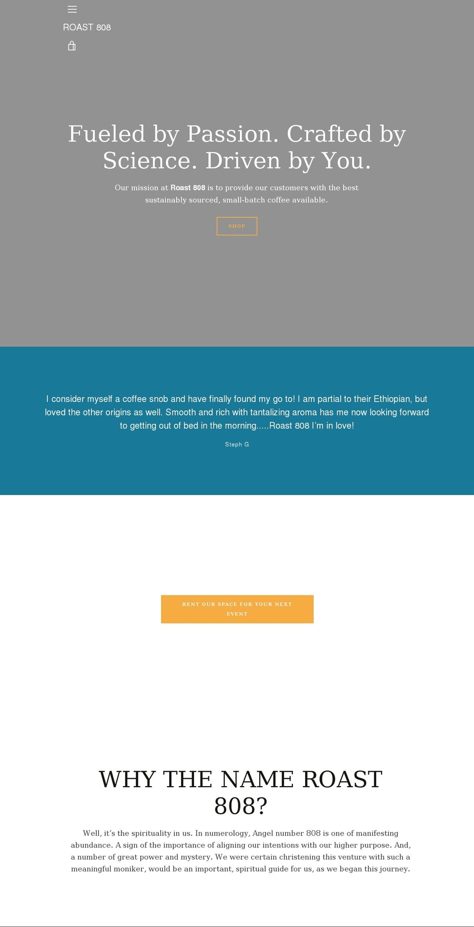 roast808.com shopify website screenshot