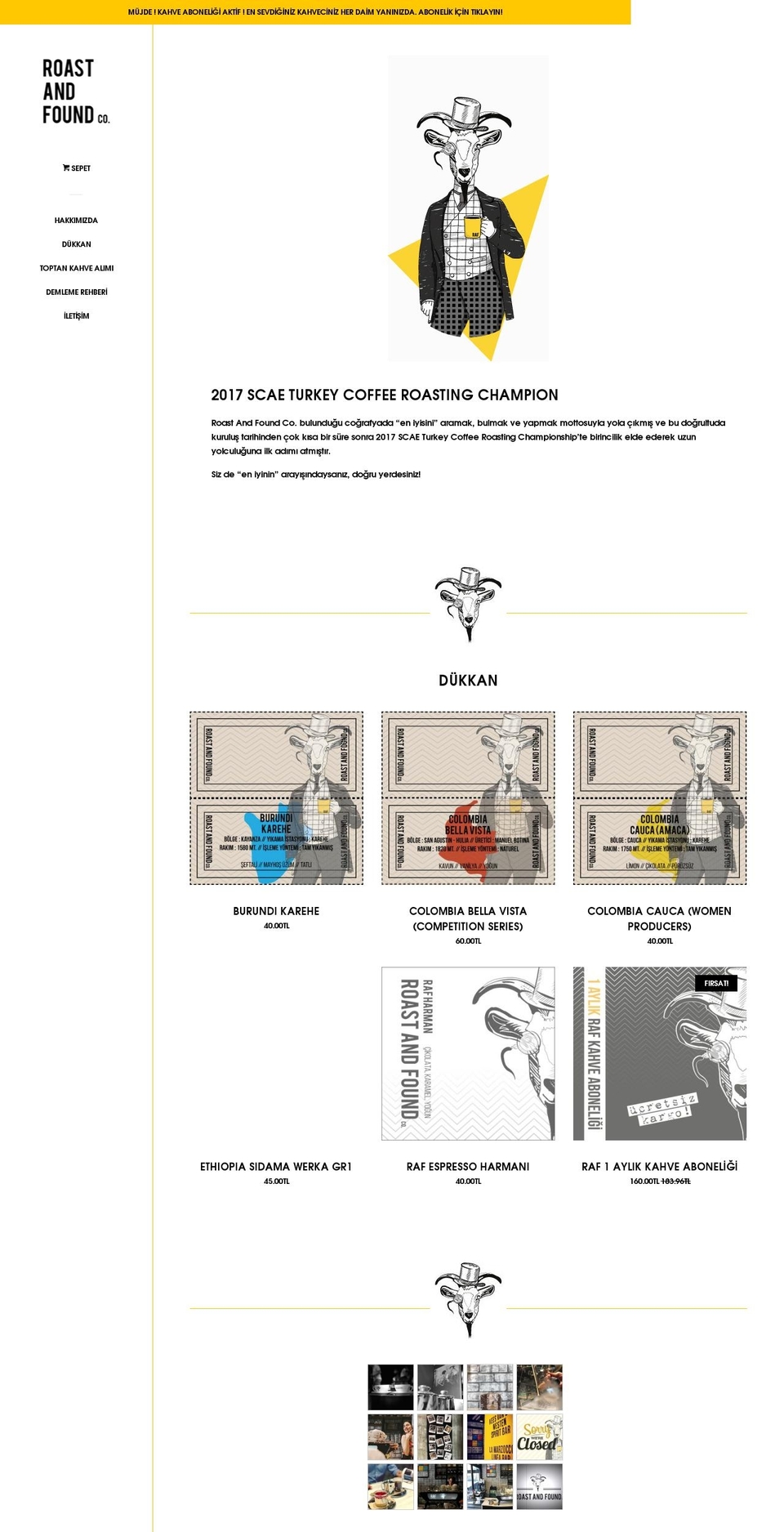 roastandfound.com — Shopify storefront screenshot