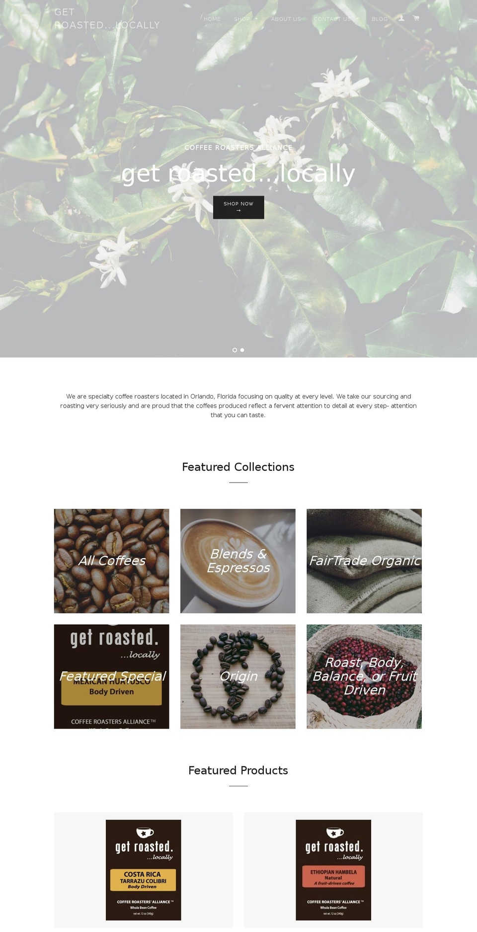 roastersalliance.com shopify website screenshot