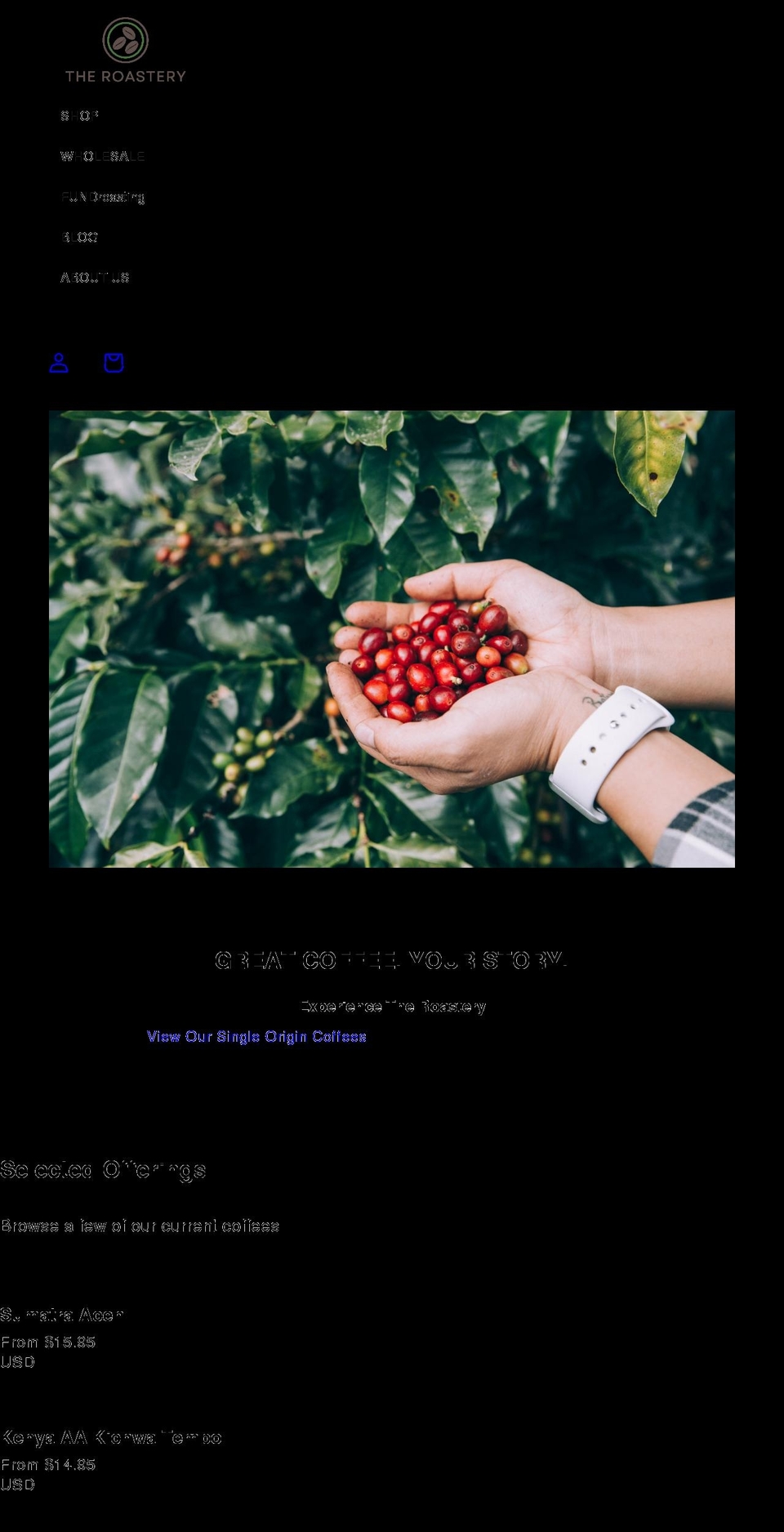 roastery.coffee shopify website screenshot