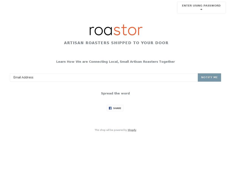 roastor.com shopify website screenshot