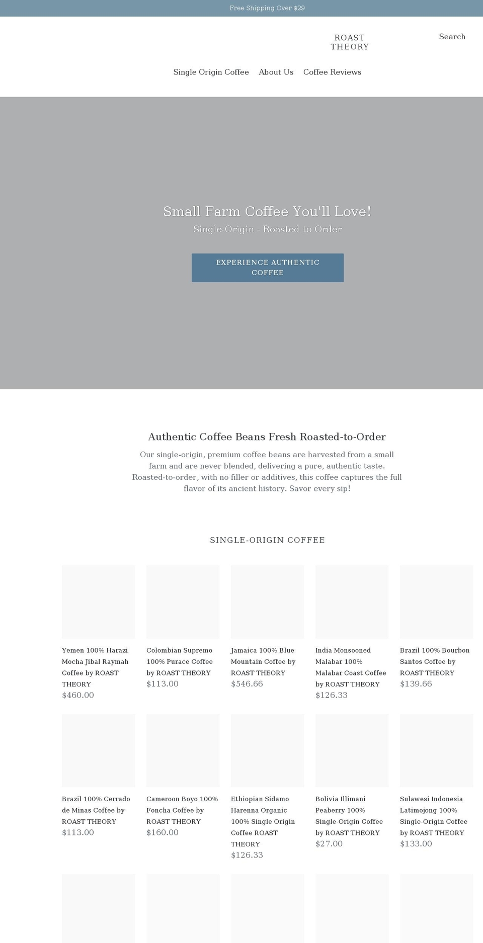 roasttheory.com shopify website screenshot