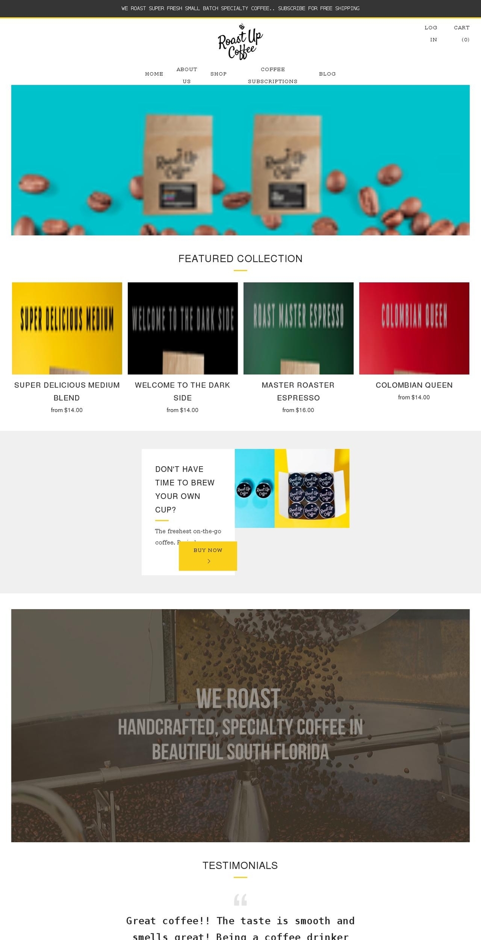roastupcoffee.com shopify website screenshot
