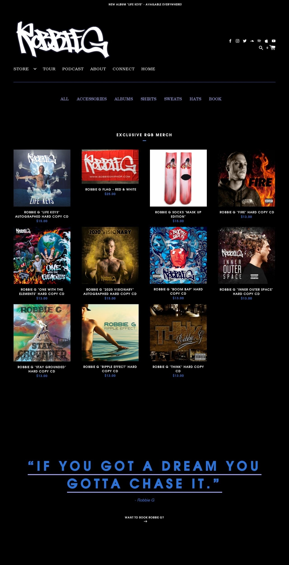 robbieghiphop.com shopify website screenshot