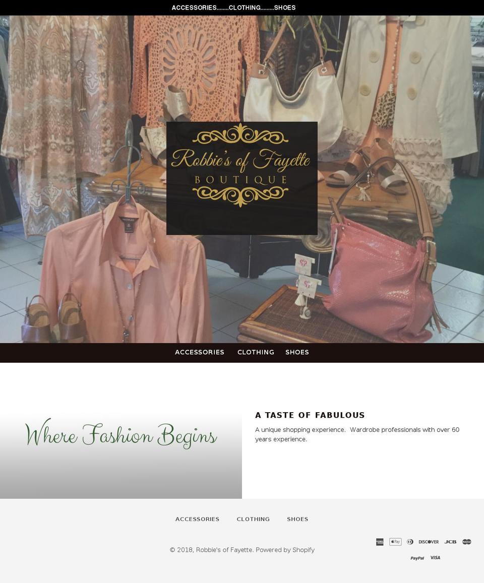 robbiesoffayette.com — Shopify storefront screenshot
