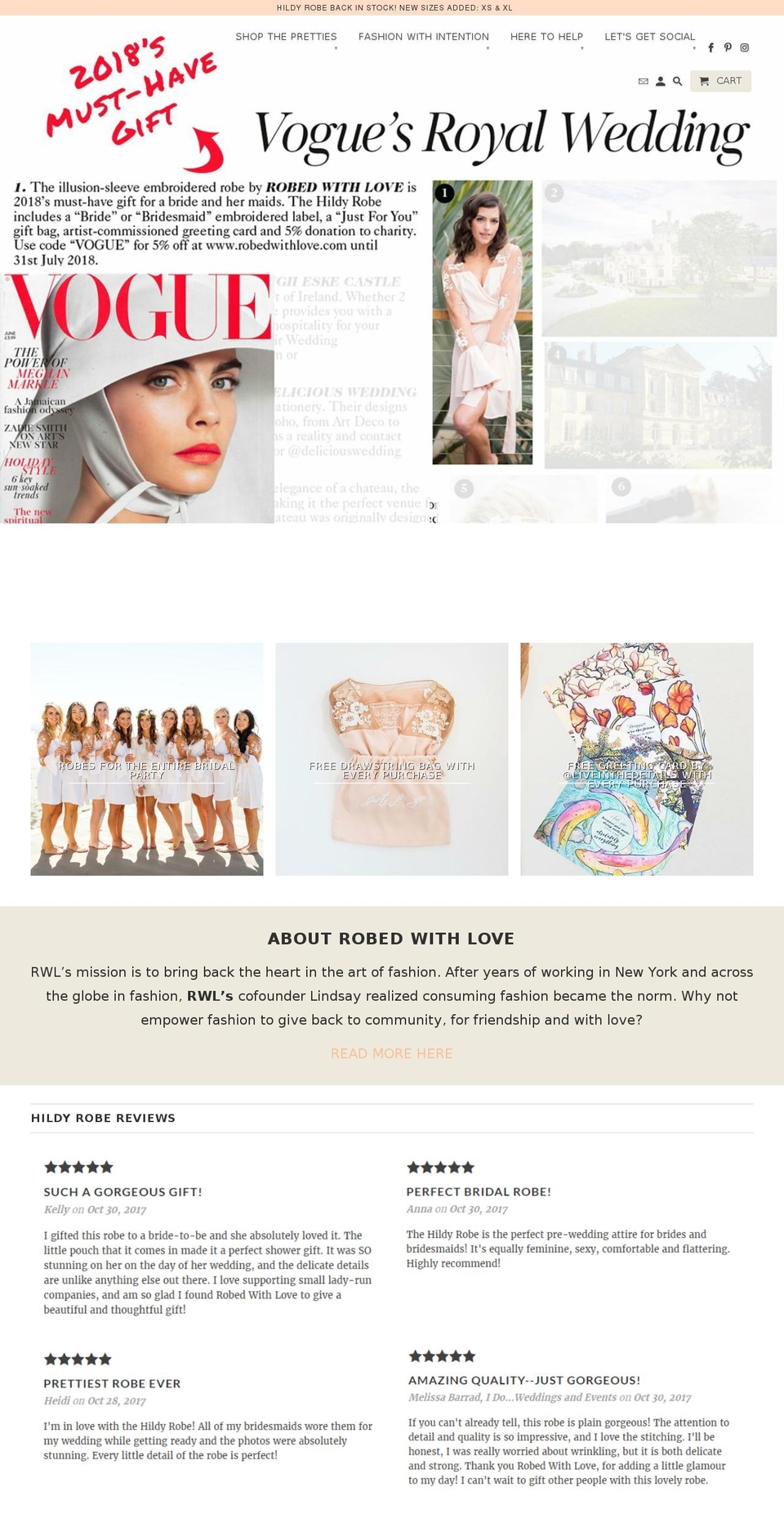 robedwithlove.com — Shopify storefront screenshot