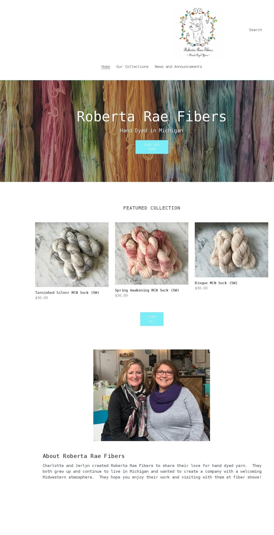 robertaraefibers.com shopify website screenshot