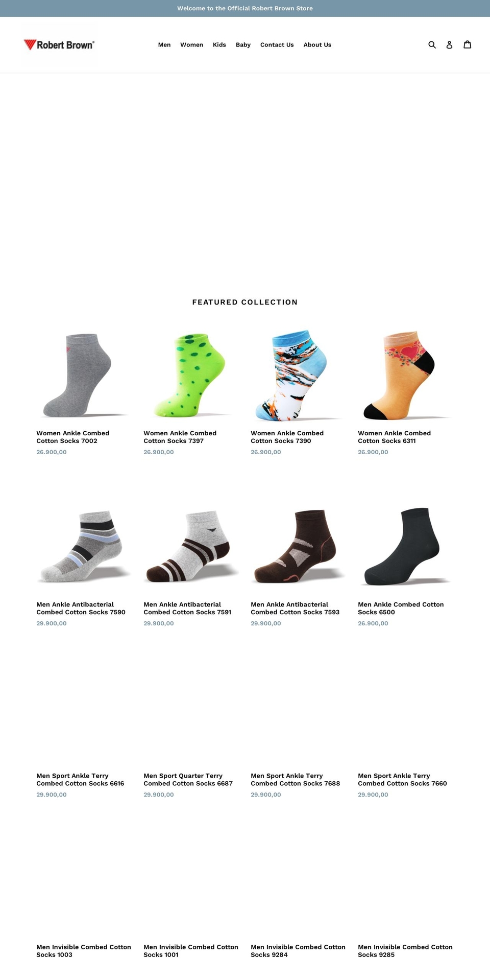 robertbrownsocks.com shopify website screenshot