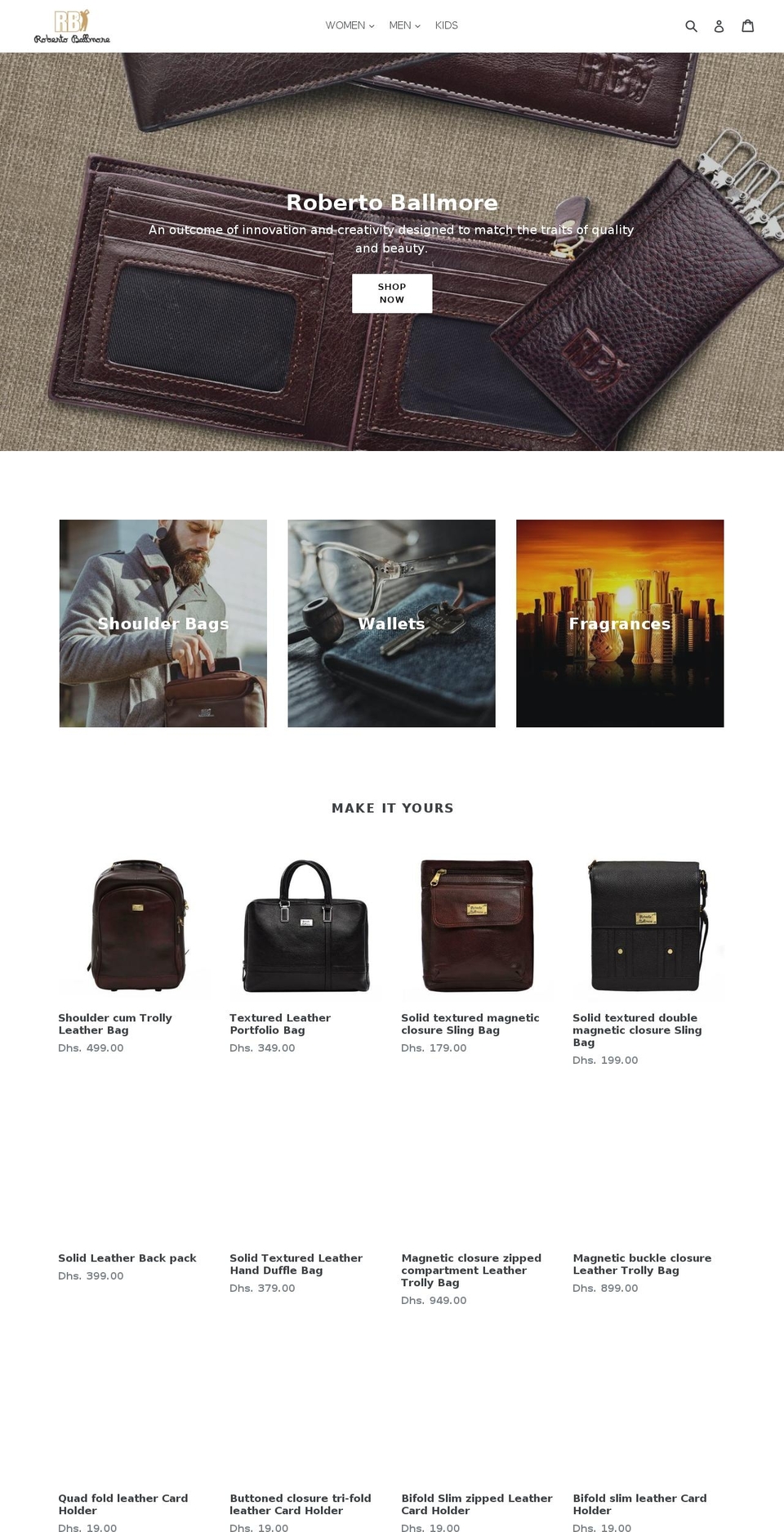 robertoballmore.com — Shopify storefront screenshot